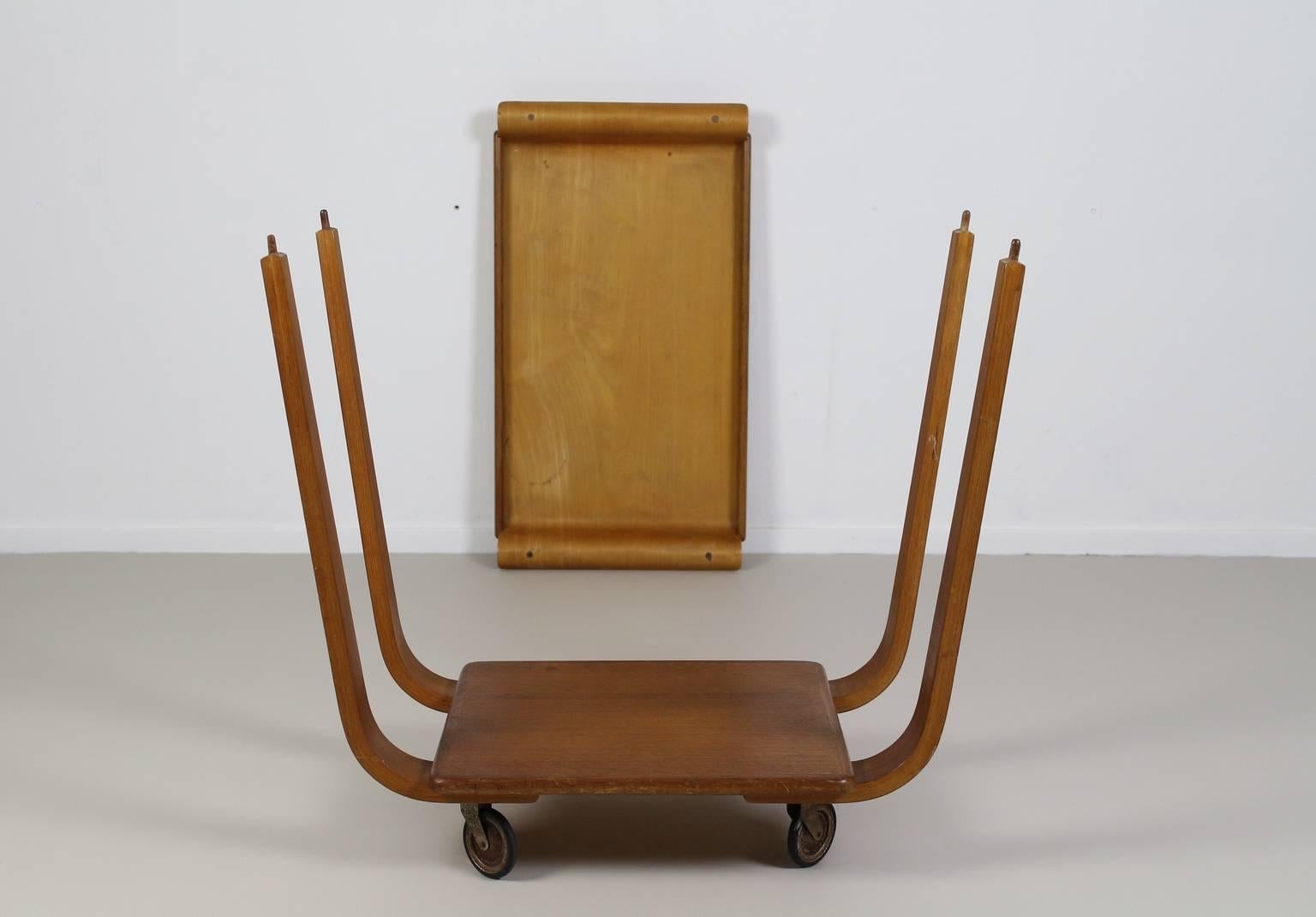 Dutch UMS Pastoe Early 1950s Bentwood Serving Trolley by Cees Braakman For Sale