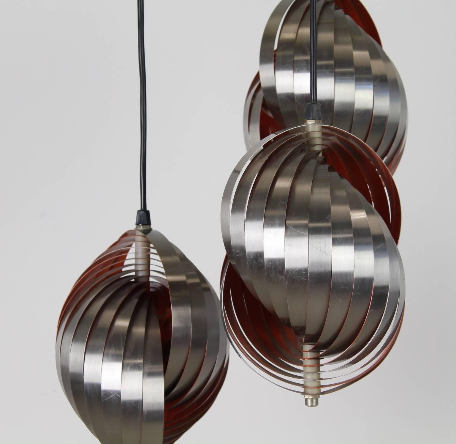 Incredible Set of Three Pendant by Henri Mathieu for Lyfa Denmark In Excellent Condition For Sale In Staphorst, NL