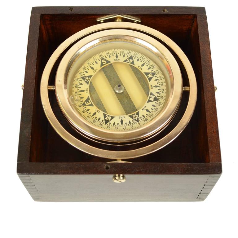 Nautical Brass Compass Made at the End of the 19th Century at 1stdibs