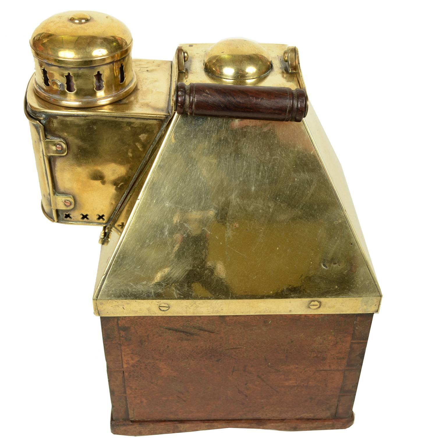 British Binnacle Compass Mahogany and Brass End of the 19th century