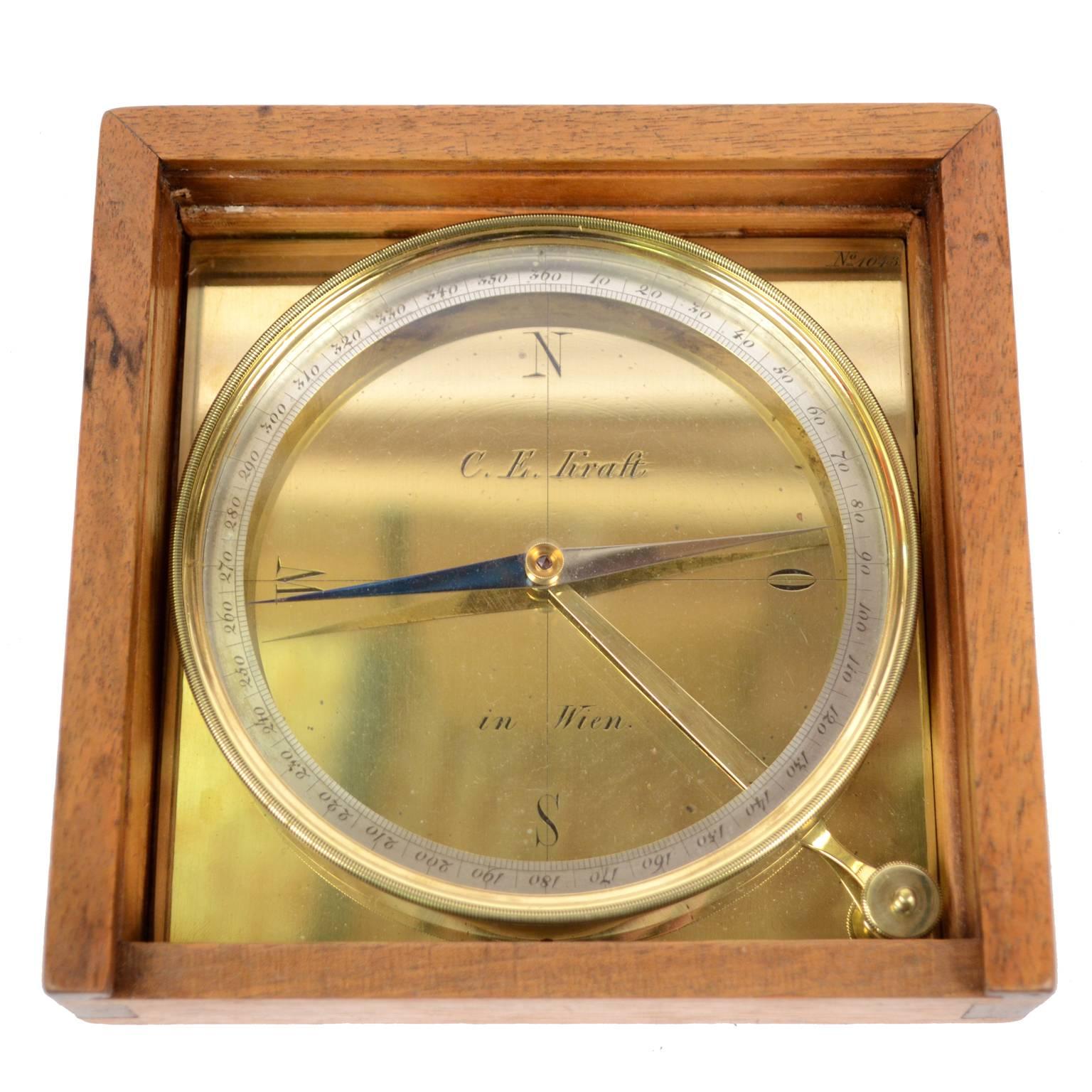 Brass Topographic Compass Made in Wien