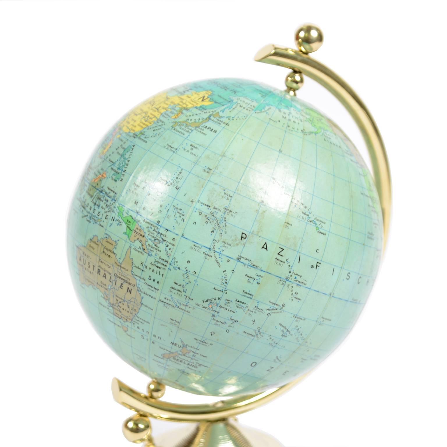 Mid-20th Century Small German Globe with Thermometer Made in 1950s