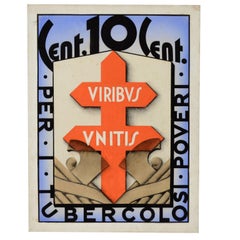 1930 Italian Futurist Sketch "Ten Cents for the Sick Ones" Against Tuberculosis