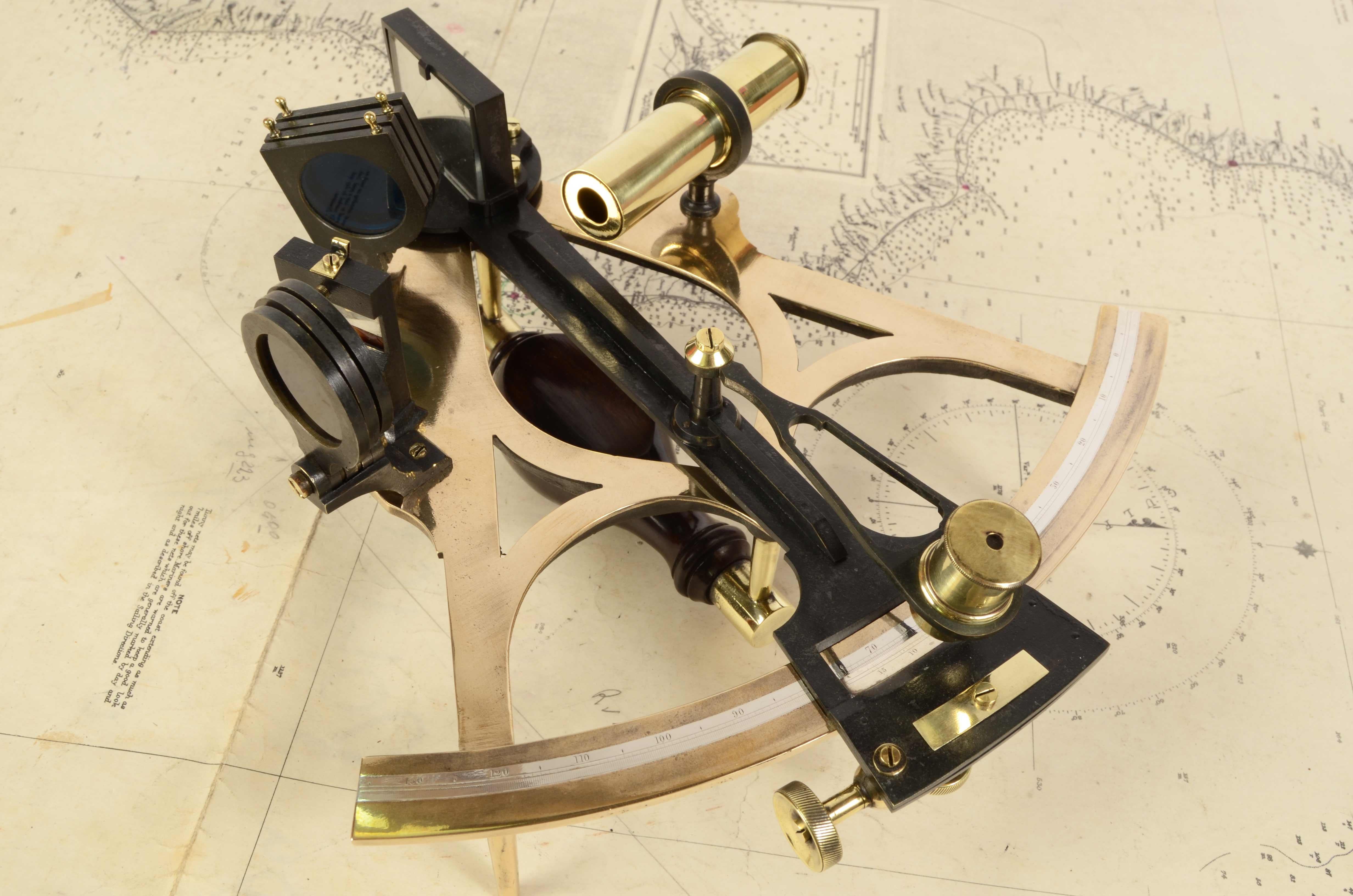 1870er Jahre Messing Sextant signiert Ainsley Antike Marine Navigation Instrument 13