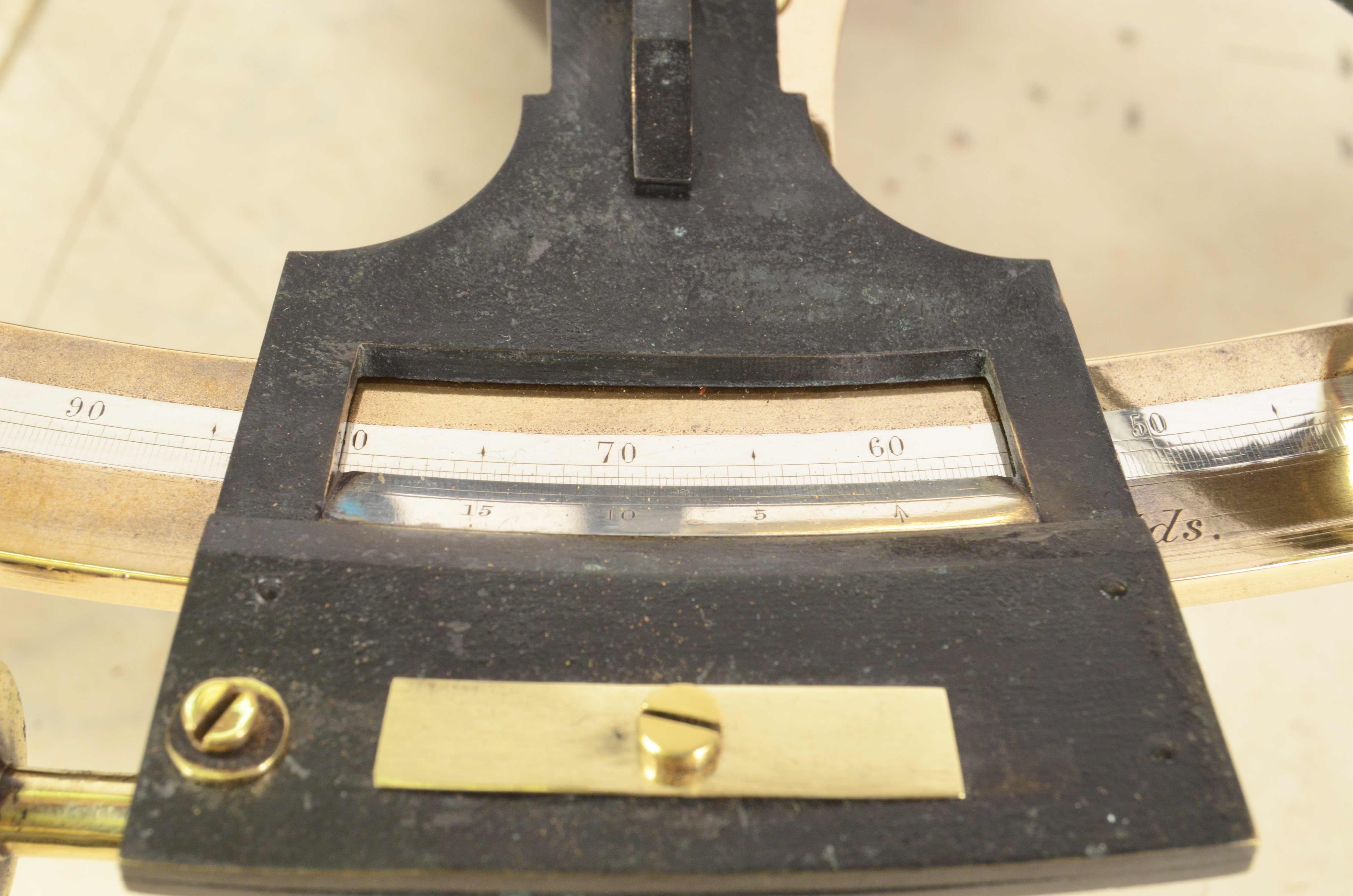 1870er Jahre Messing Sextant signiert Ainsley Antike Marine Navigation Instrument 11
