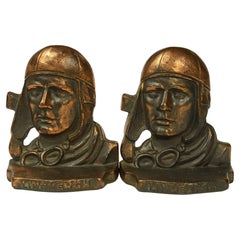 Paire de serre-livres en fonte patinée bronze de Charles Lindenbergh, États-Unis, 1950