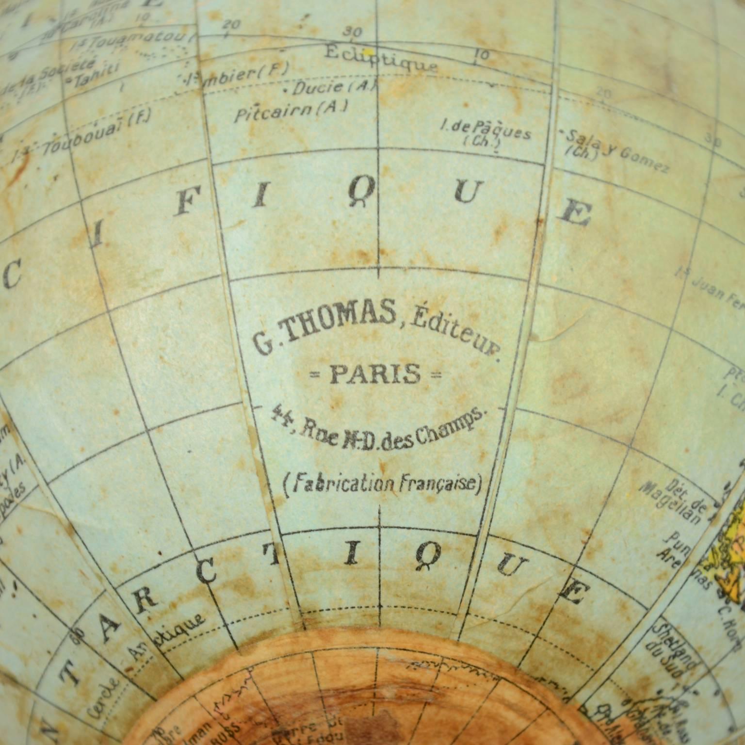 Mid-20th Century Terrestrial Globe Edited by G. Thomas Éditeur Paris in 1930s
