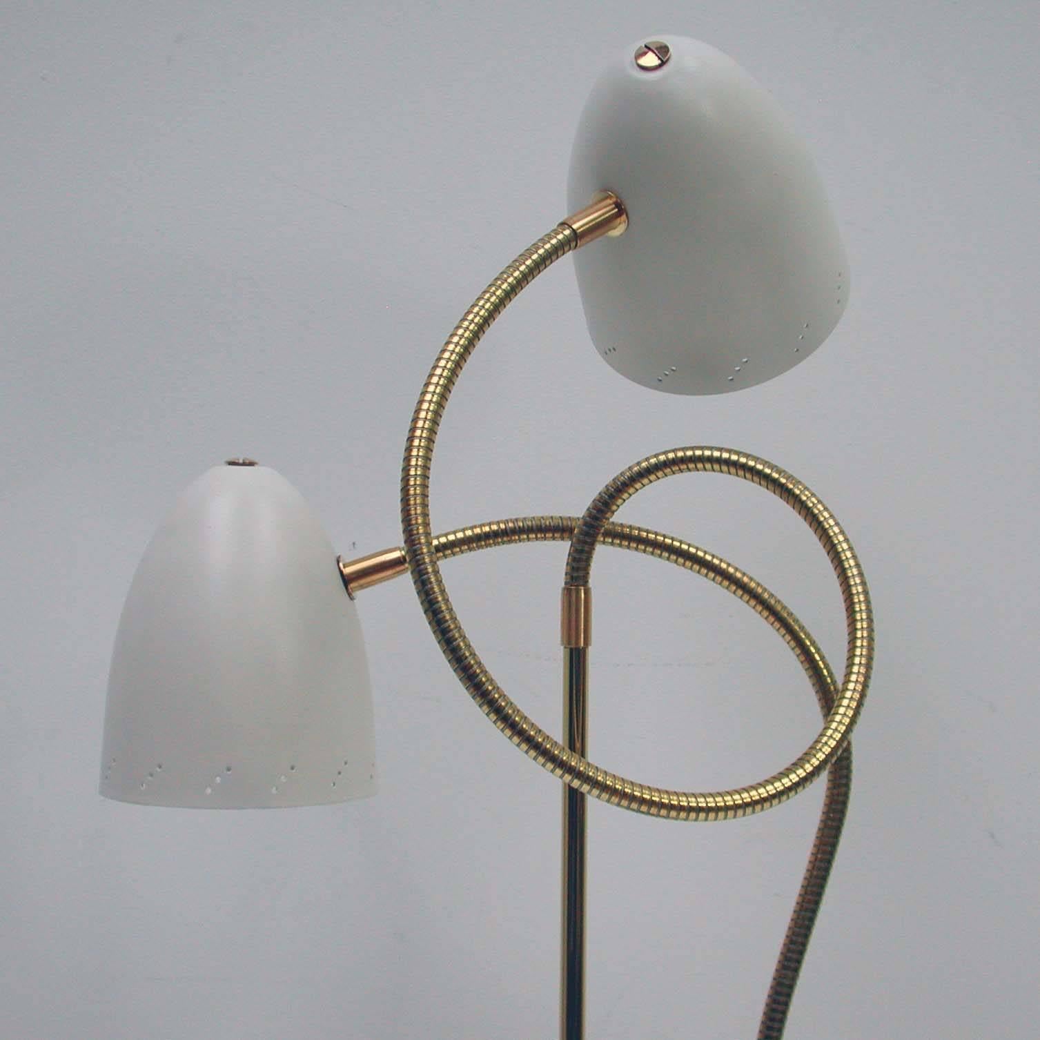 Mid-Century Modern Italian 1950s Double Gooseneck Table Lamp
