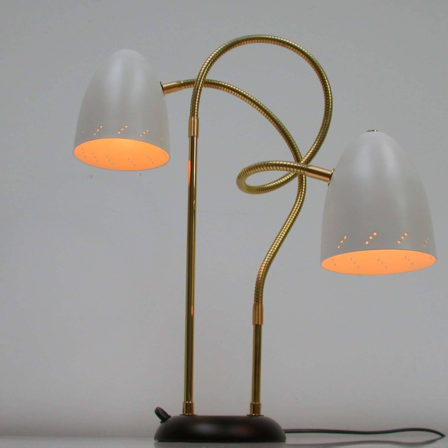 Mid-20th Century Italian 1950s Double Gooseneck Table Lamp