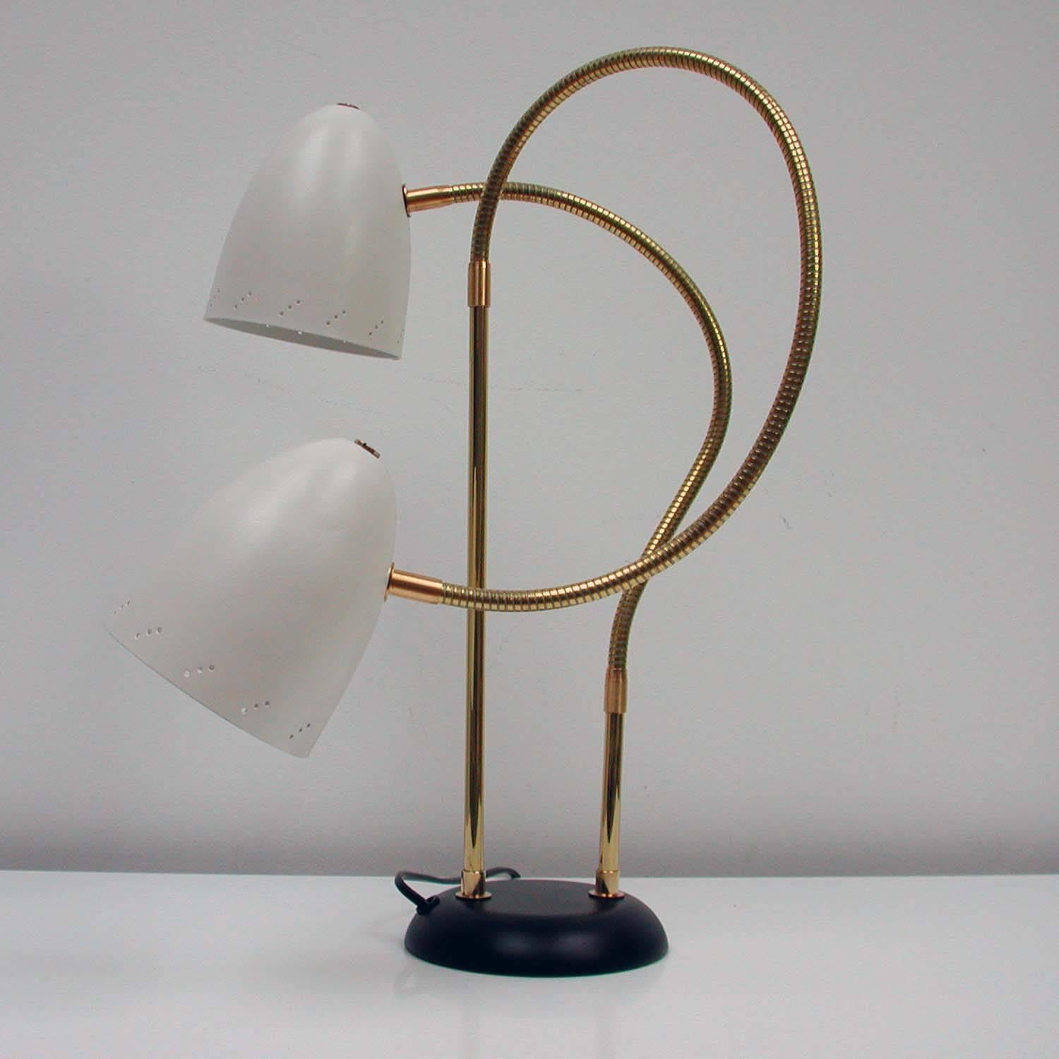 Italian 1950s Double Gooseneck Table Lamp 1