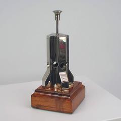 German Art Deco, 1930s Chrome and Wood Cigar Cutter Alhoso