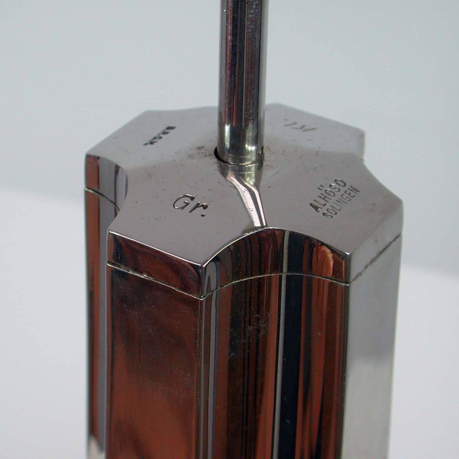 German Art Deco, 1930s Chrome and Wood Cigar Cutter Alhoso 1