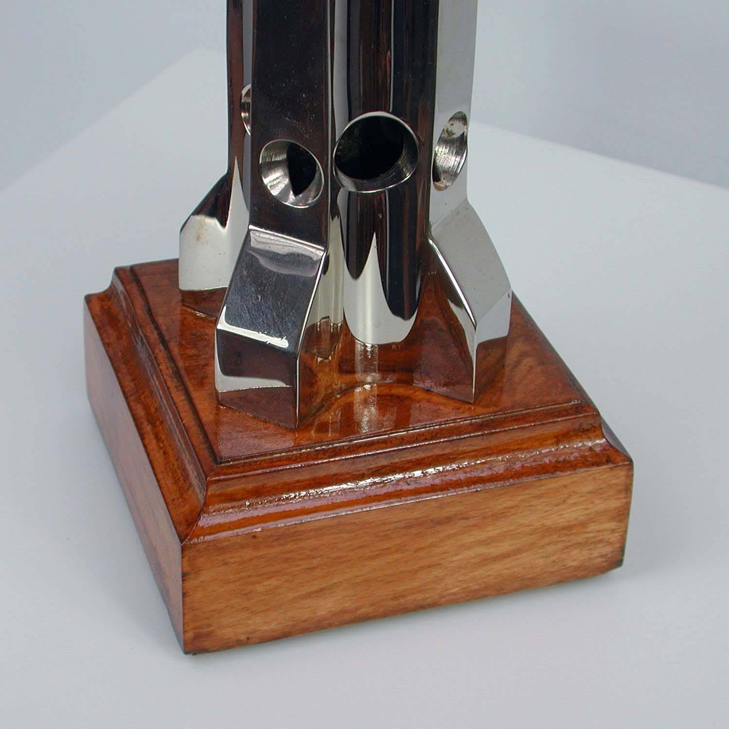 Mid-20th Century German Art Deco, 1930s Chrome and Wood Cigar Cutter Alhoso