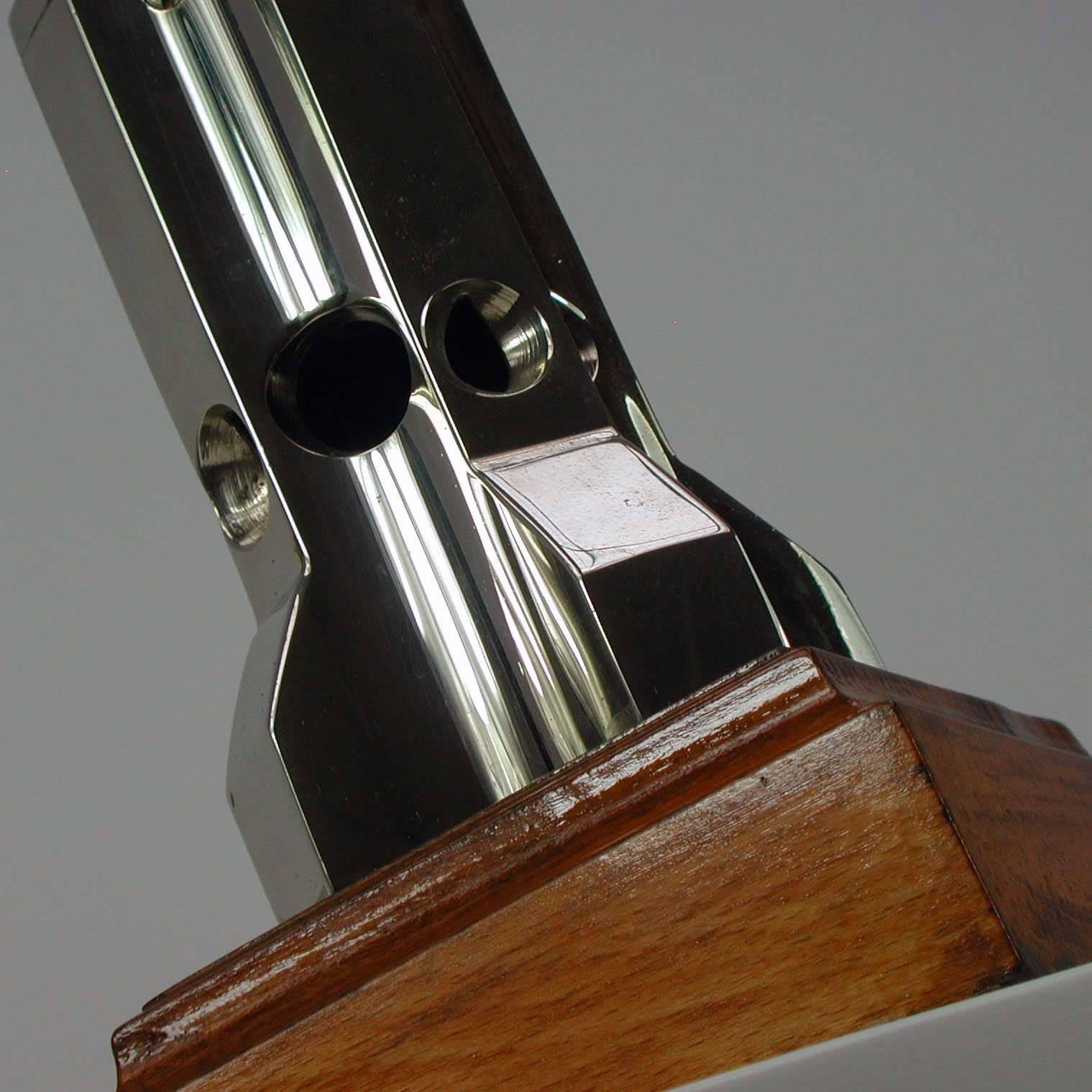 German Art Deco, 1930s Chrome and Wood Cigar Cutter Alhoso 5