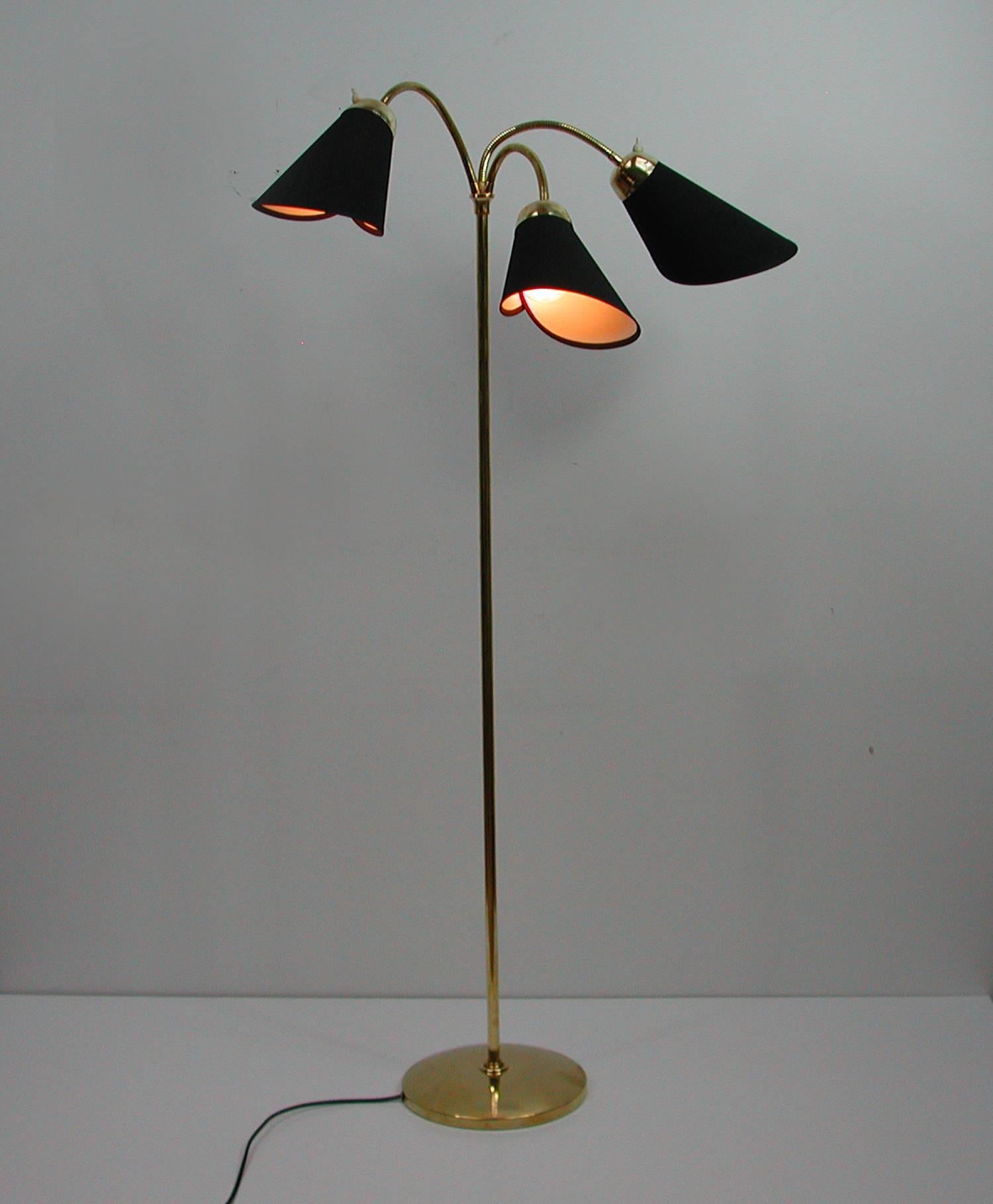 Mid-Century Modern Mid-Century Italian Triple Gooseneck Floor Lamp, 1950s