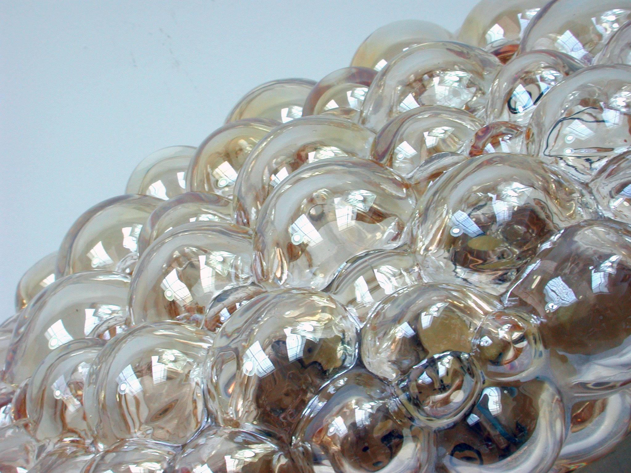 Glass Helena Tynell Amber Bubble Flush Mount Sconce for Limburg, 1960s