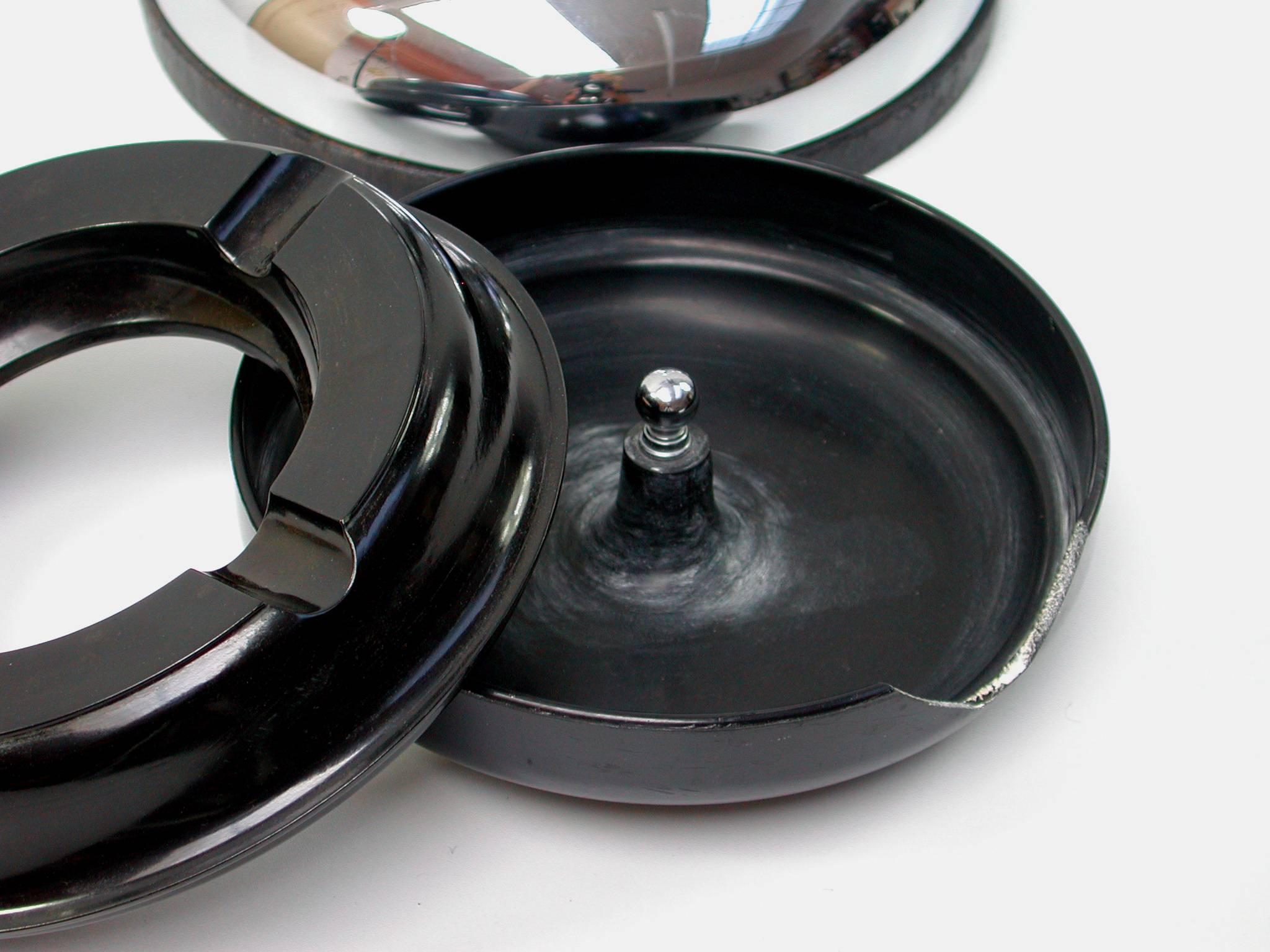 French Art Deco Chrome Bakelite Smokers Stand Floor Ashtray, 1930s 4