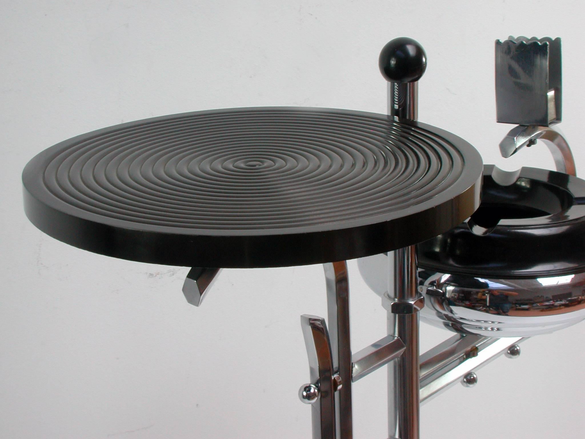 French Art Deco Chrome Bakelite Smokers Stand Floor Ashtray, 1930s 2