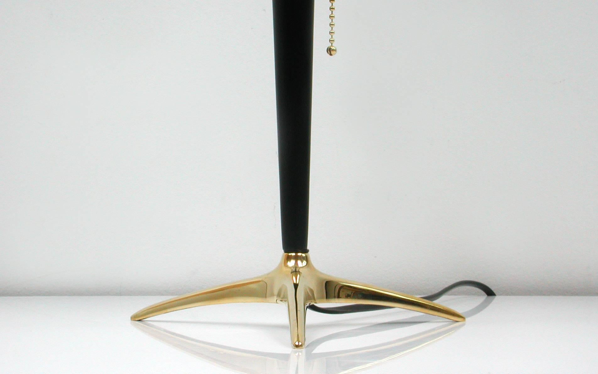 Mid-Century Brass and Metal Table Lamp in the Manner of J.T. Kalmar For Sale 2