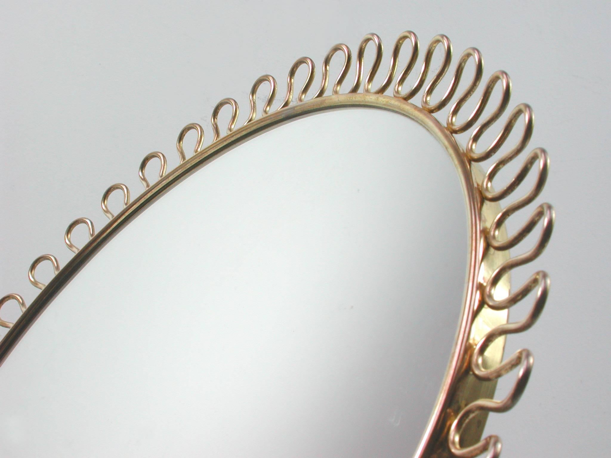 Swedish Mid-Century Sculptural Brass Vanity Table Mirror in the Manner of Josef Frank