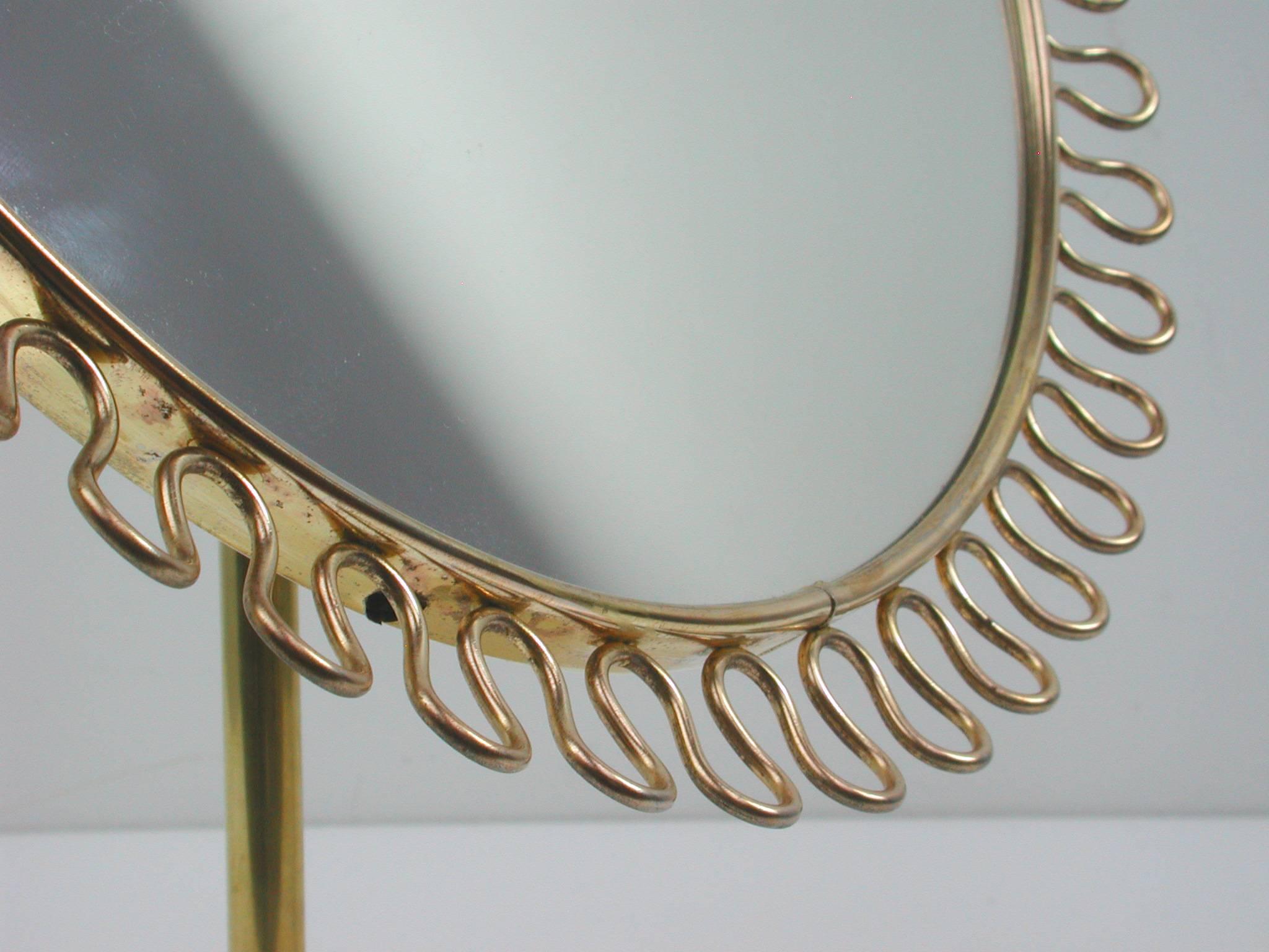 Mid-20th Century Mid-Century Sculptural Brass Vanity Table Mirror in the Manner of Josef Frank