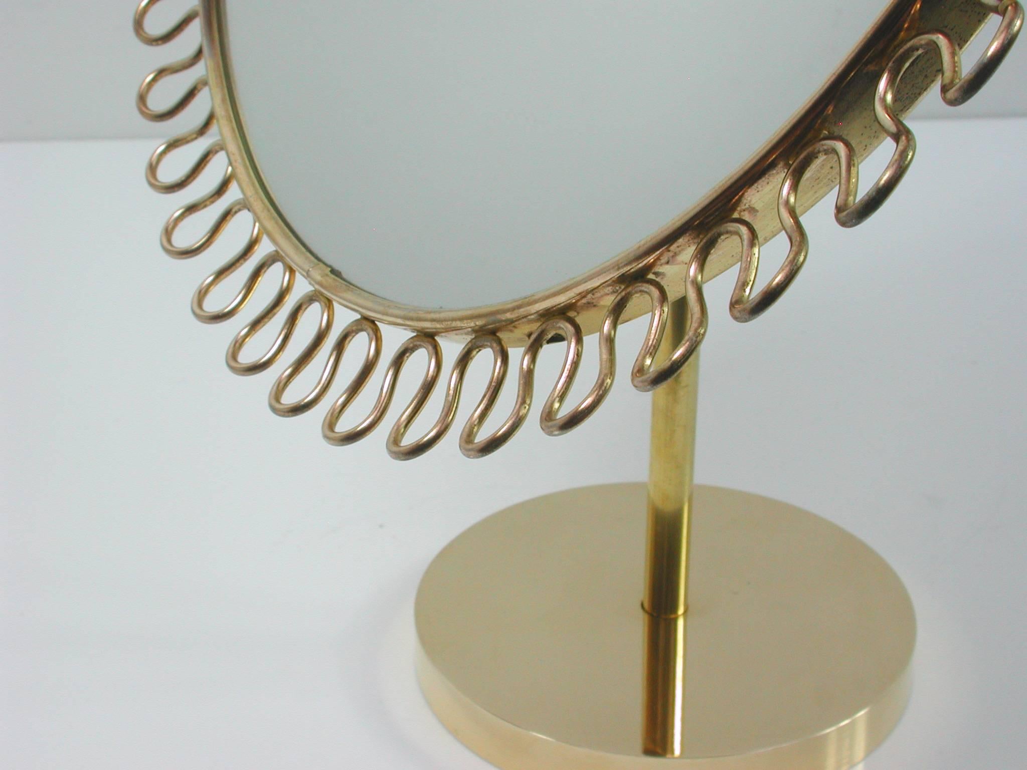 Mid-Century Sculptural Brass Vanity Table Mirror in the Manner of Josef Frank 2