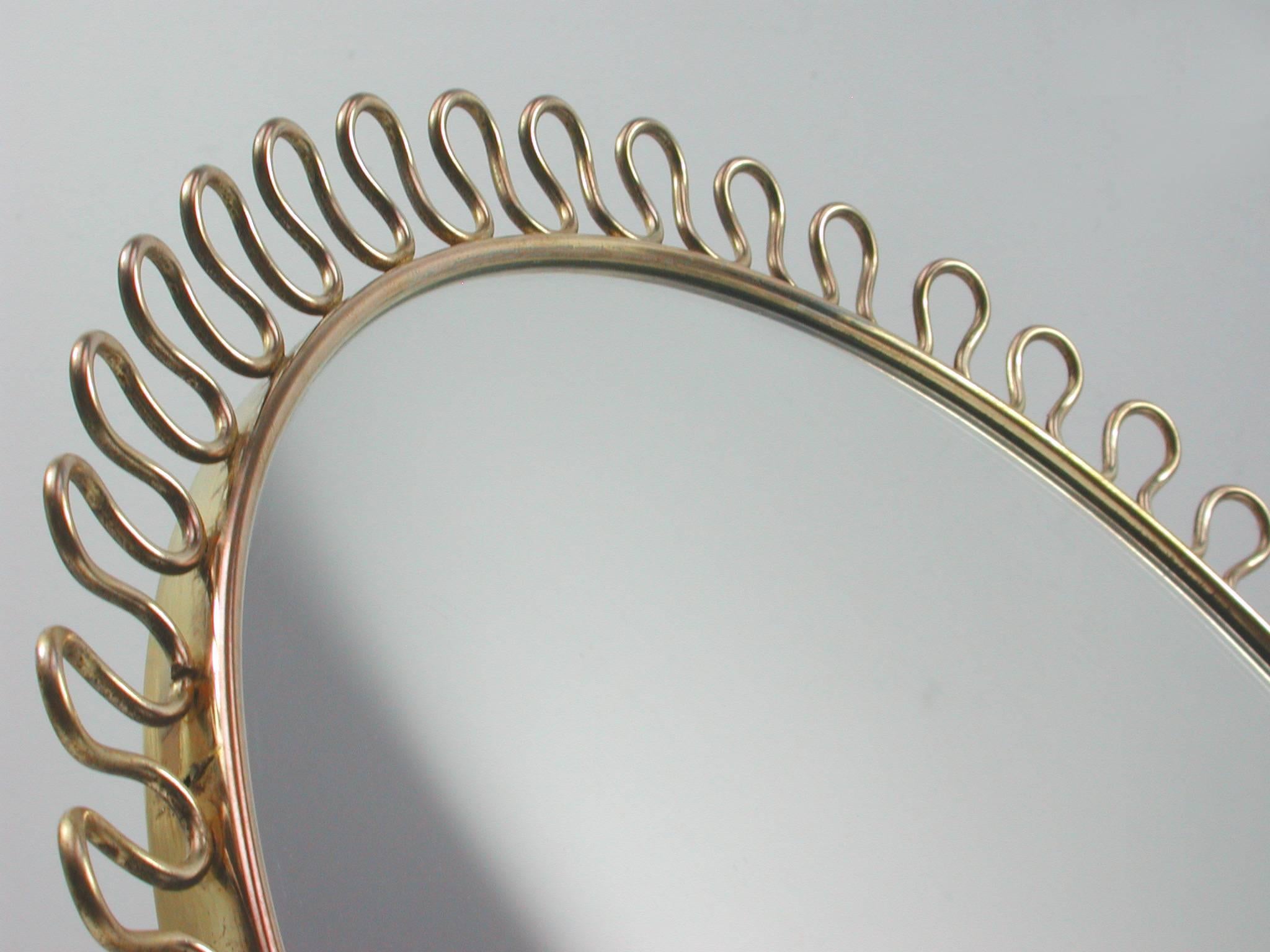 Mid-Century Sculptural Brass Vanity Table Mirror in the Manner of Josef Frank 3