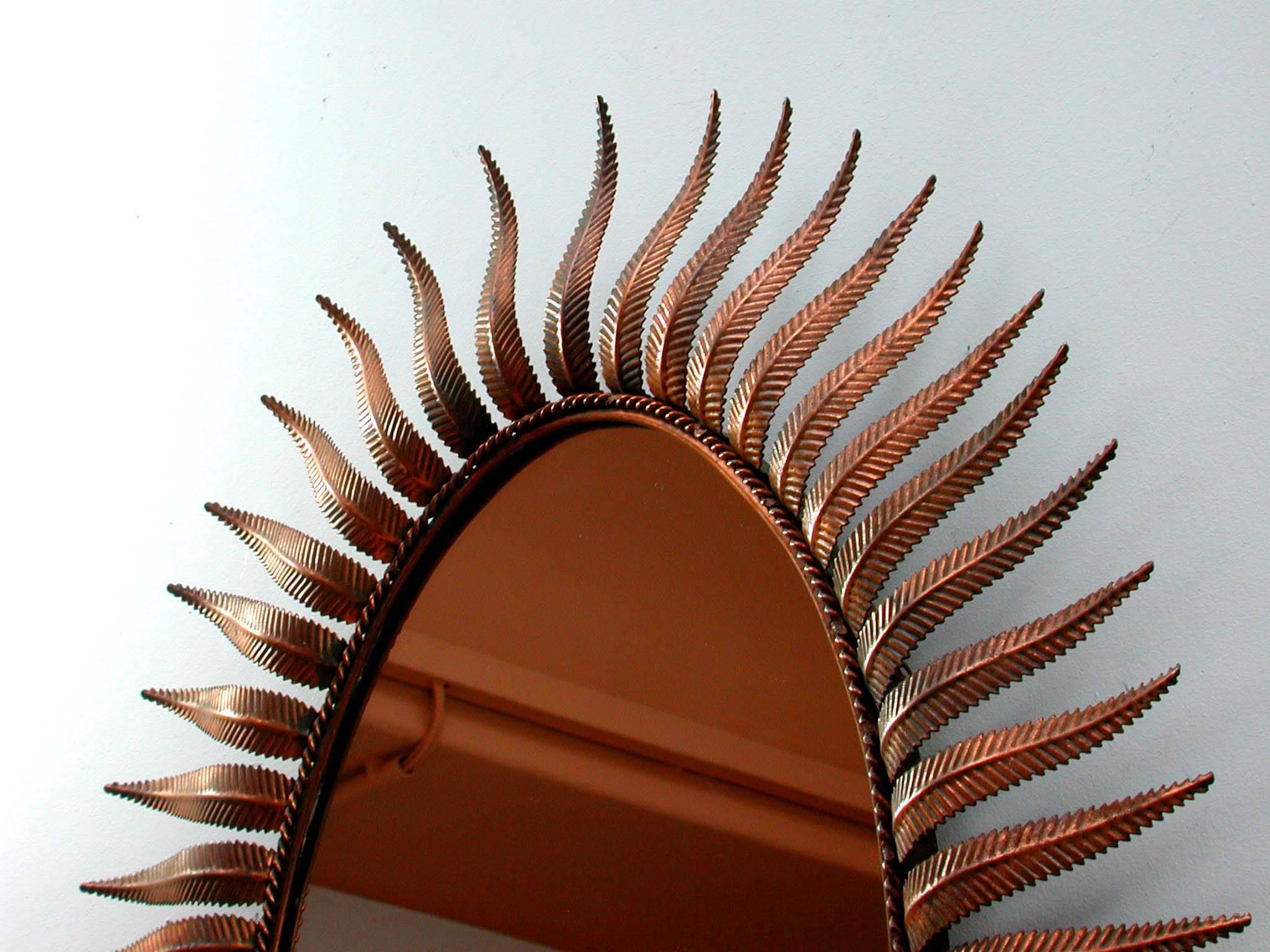 Mid-Century Modern Mid-Century Spanish Sunburst Copper Mirror, 1950s