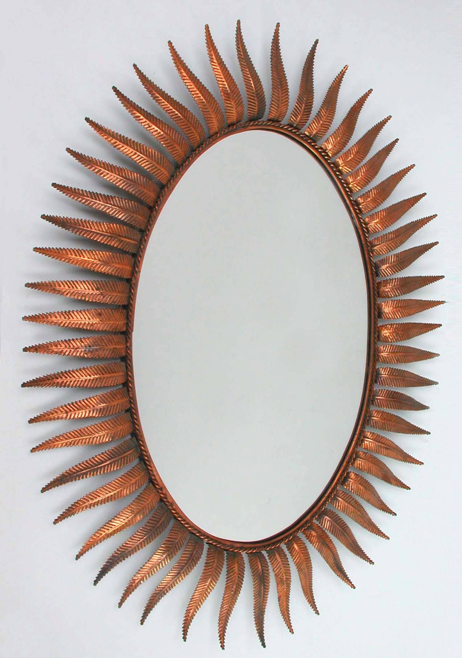 Mid-20th Century Mid-Century Spanish Sunburst Copper Mirror, 1950s