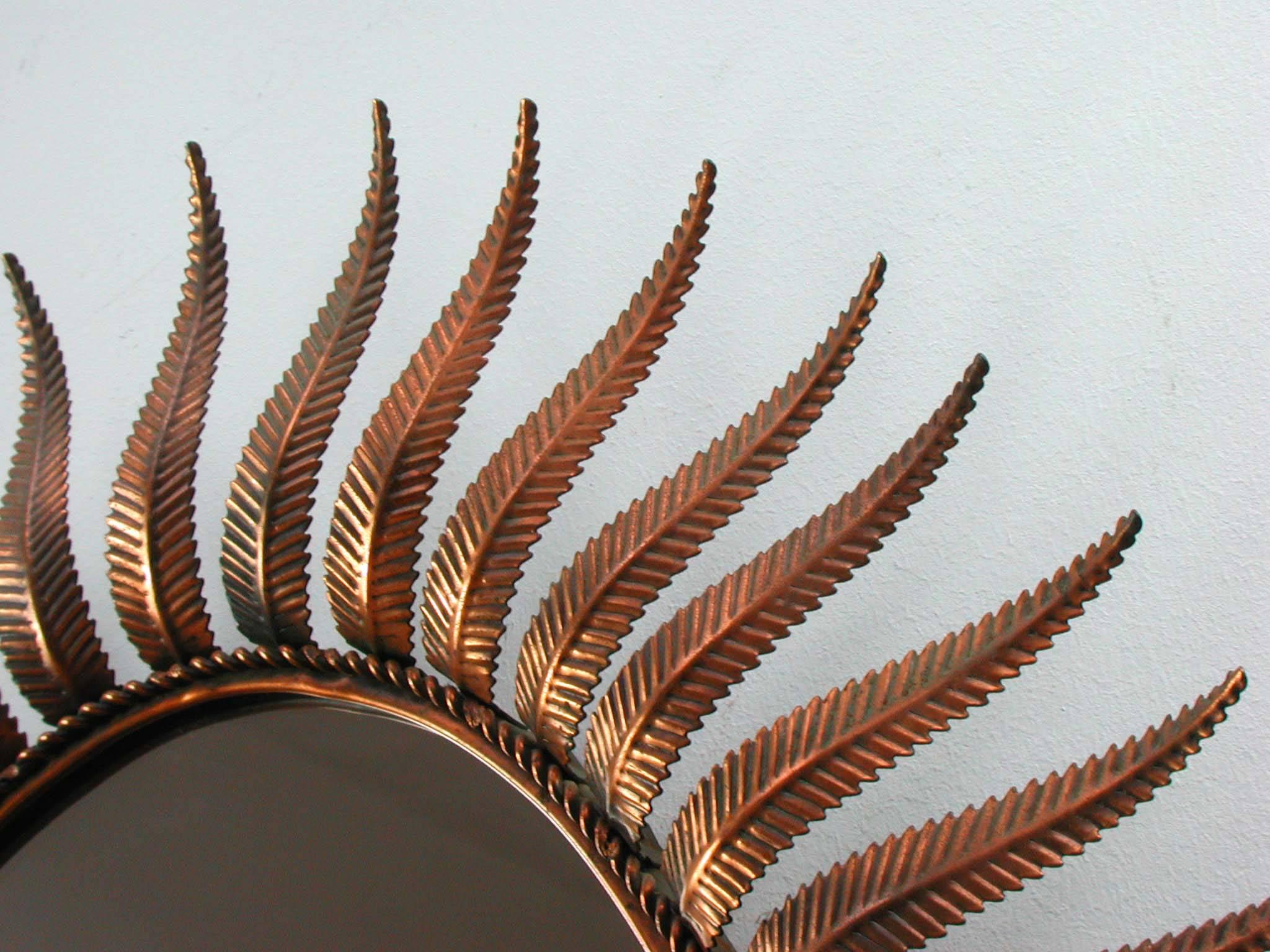 Mid-Century Spanish Sunburst Copper Mirror, 1950s 1