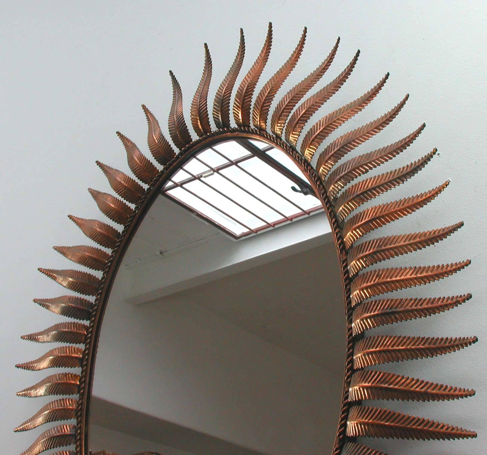 Mid-Century Spanish Sunburst Copper Mirror, 1950s 4
