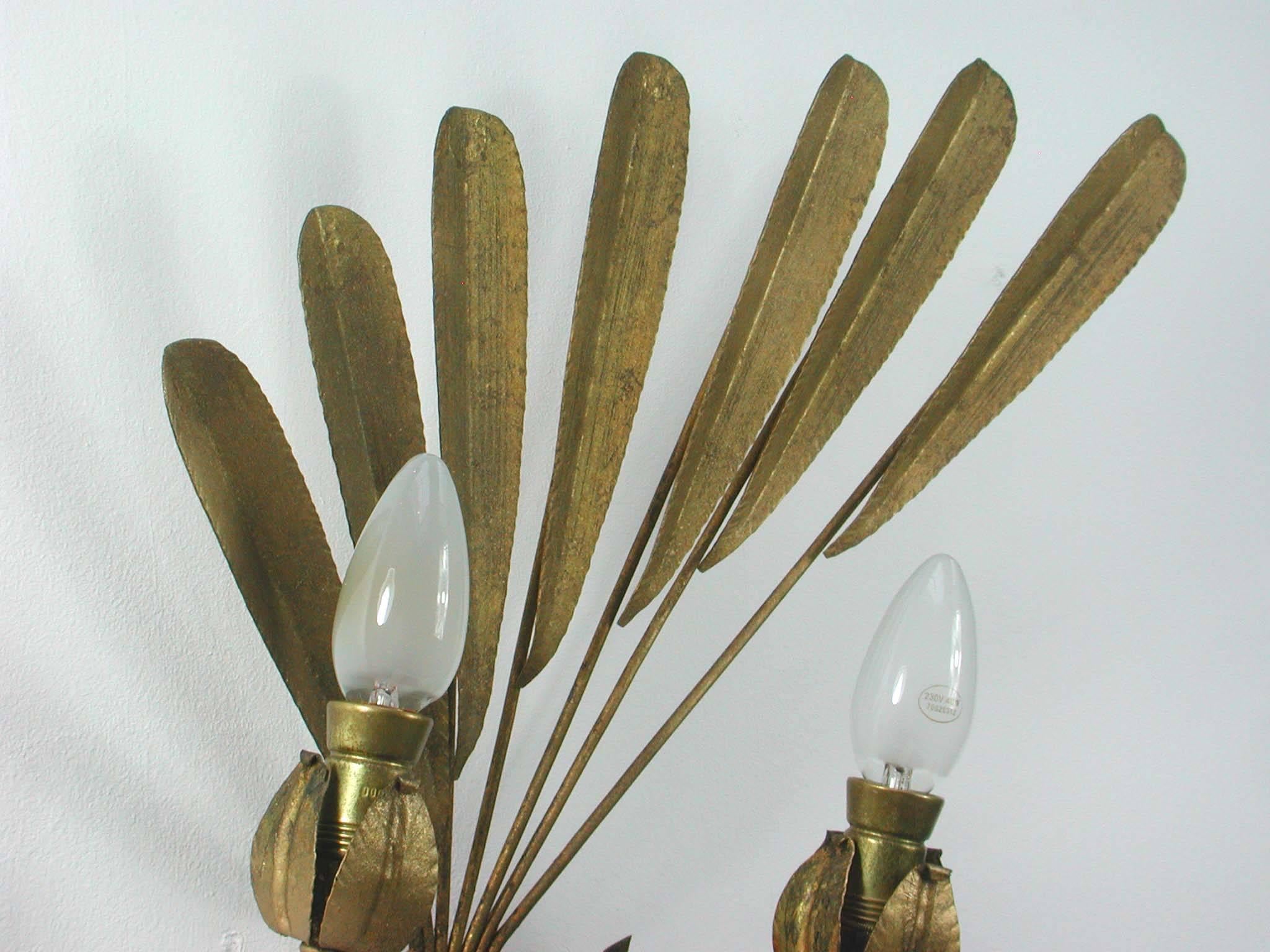 Metal Mid-Century Spanish Gilt Sconce, 1950s For Sale