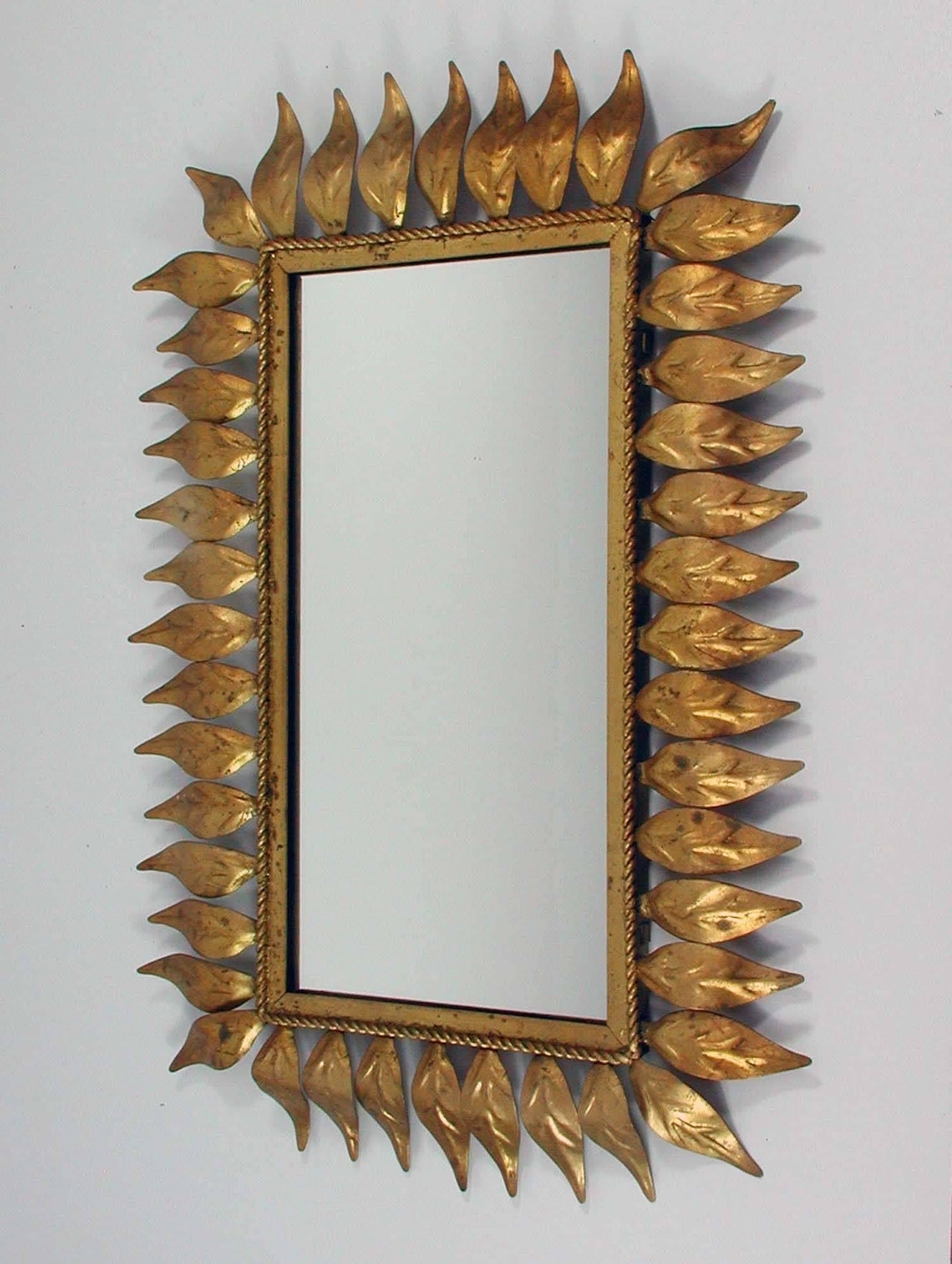Mid-Century Spanish Sunburst Gilt Wall Mirror, 1950s 1