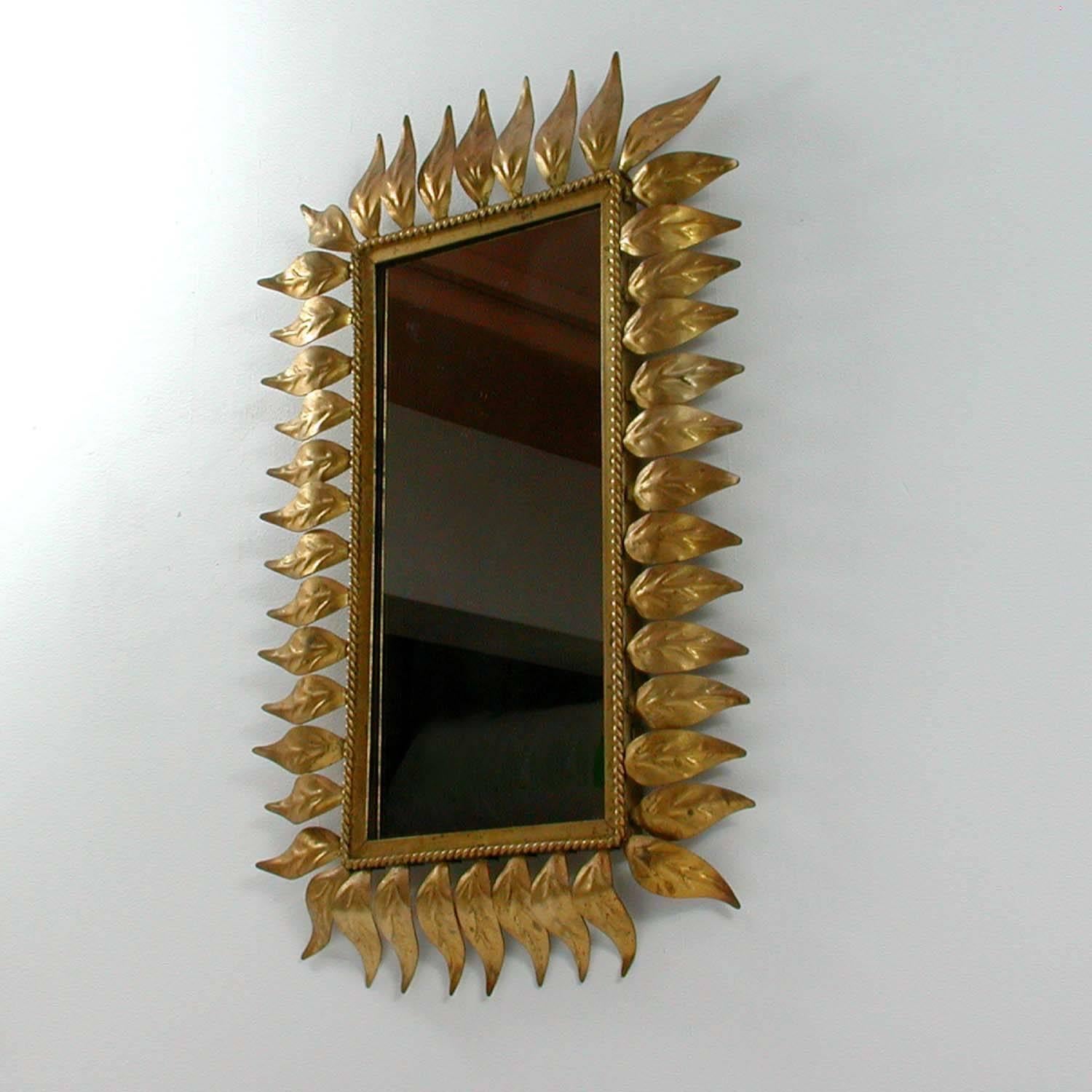 Mid-Century Spanish Sunburst Gilt Wall Mirror, 1950s 1