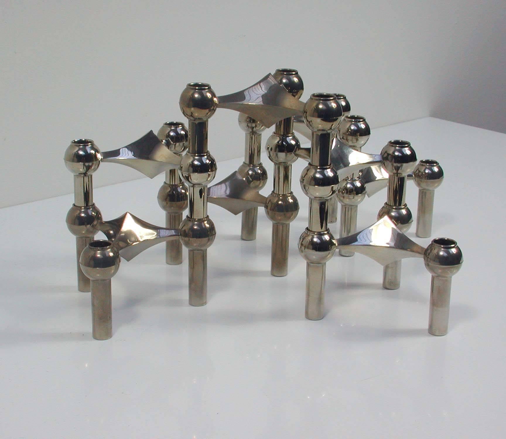 Mid-Century Modular Chrome Candlesticks by Fritz Nagel and Caesar Stoffi In Excellent Condition In NUEMBRECHT, NRW