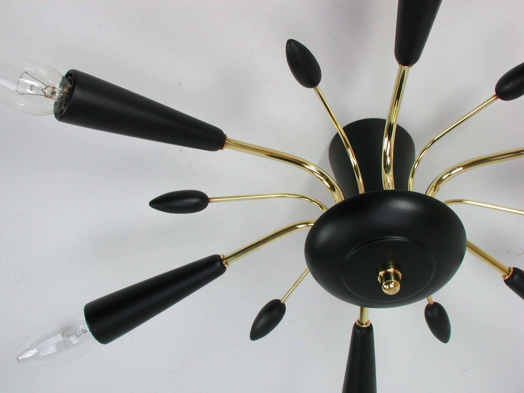 Lacquered Italian Mid-Century Spider Flush Mount Chandelier Sconce, 1950s