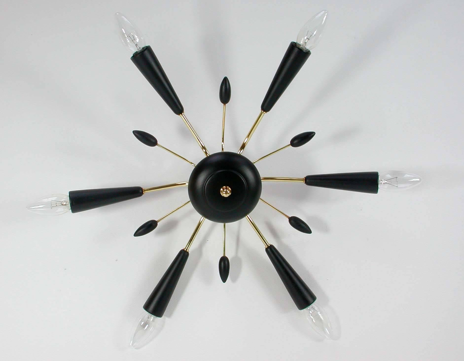 Italian Mid-Century Spider Flush Mount Chandelier Sconce, 1950s 1