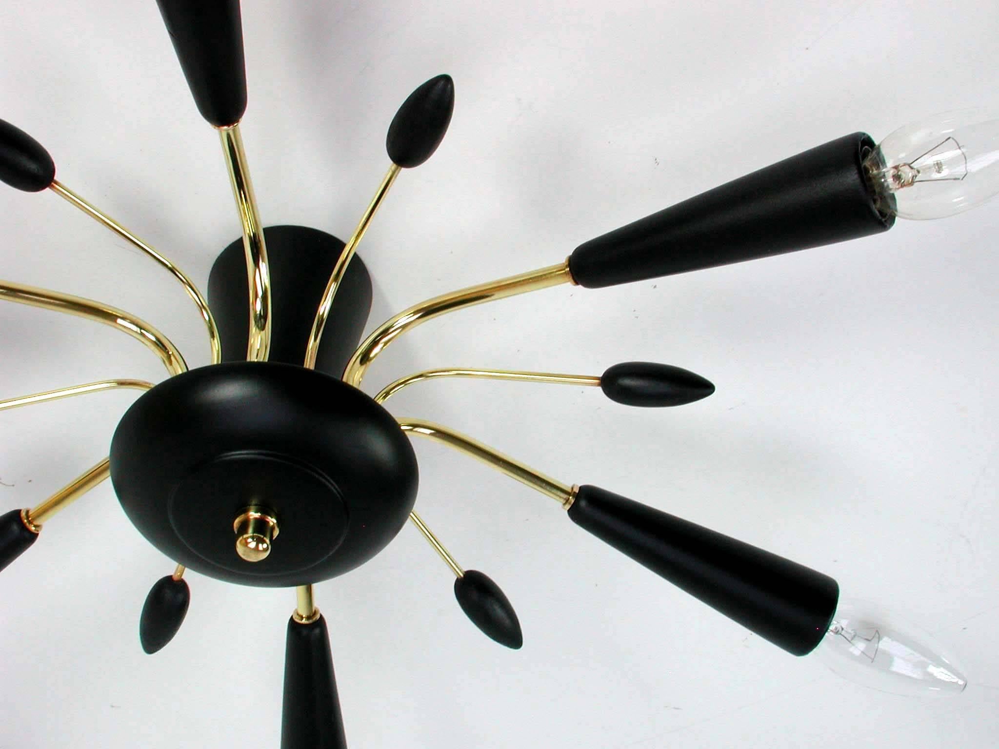 Italian Mid-Century Spider Flush Mount Chandelier Sconce, 1950s 2