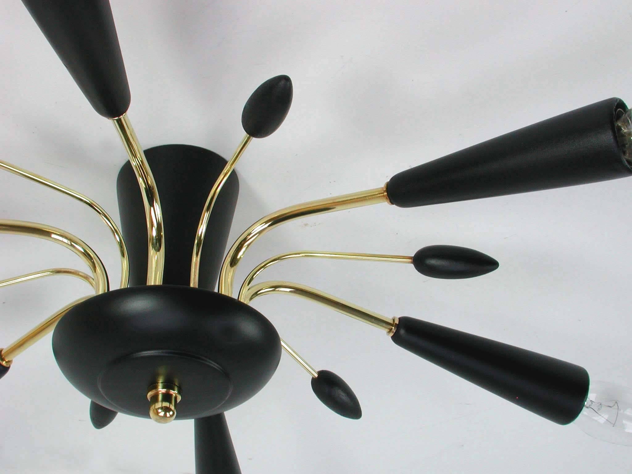 Italian Mid-Century Spider Flush Mount Chandelier Sconce, 1950s 3