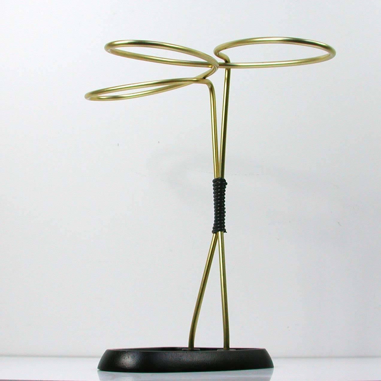 Aluminum 1950s Midcentury Austrian Loop Umbrella Stand / Cane Stand