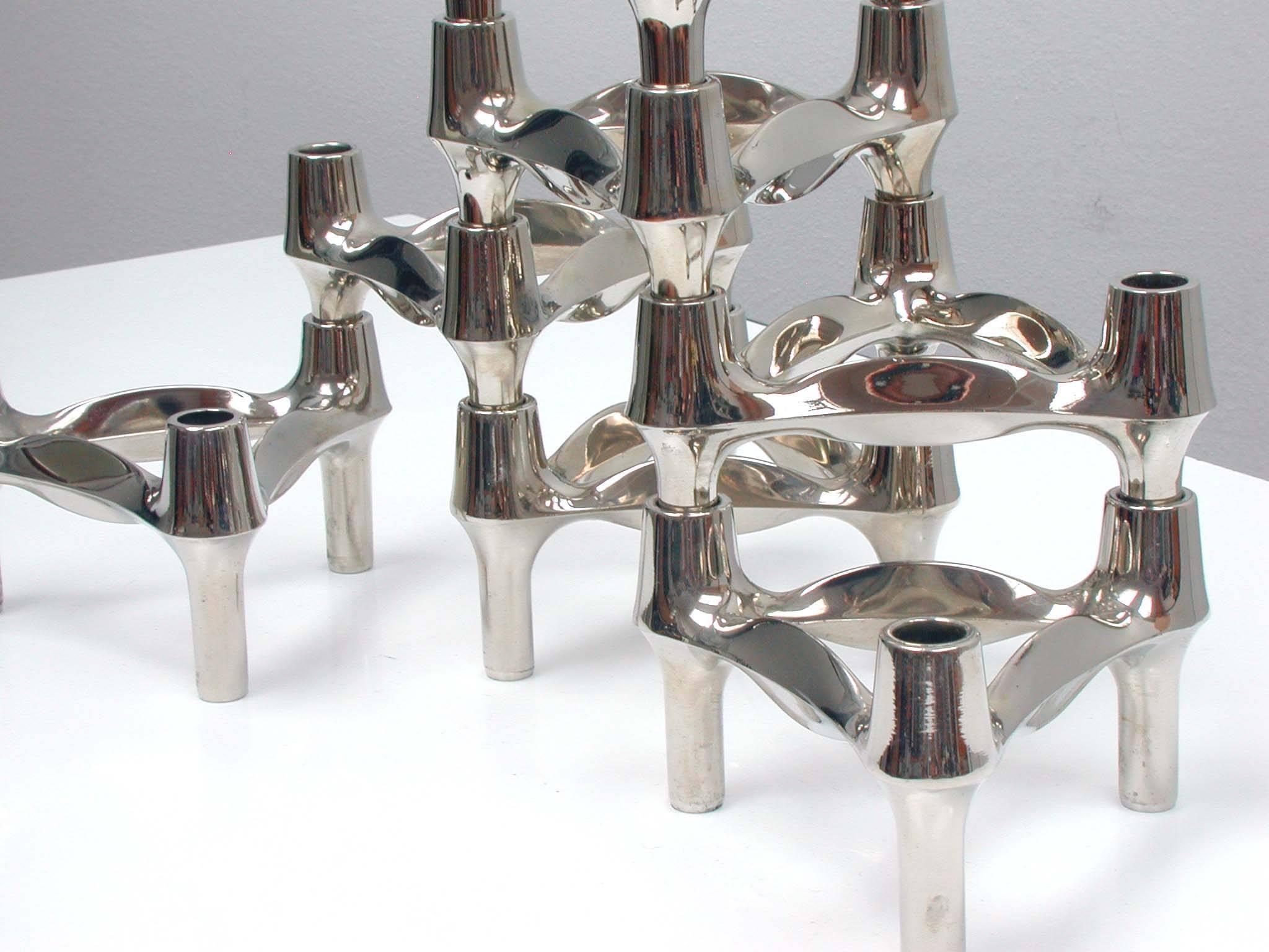 Midcentury Set of Seven German Modular Stacking Chrome Candleholders by BMF In Good Condition In NUEMBRECHT, NRW