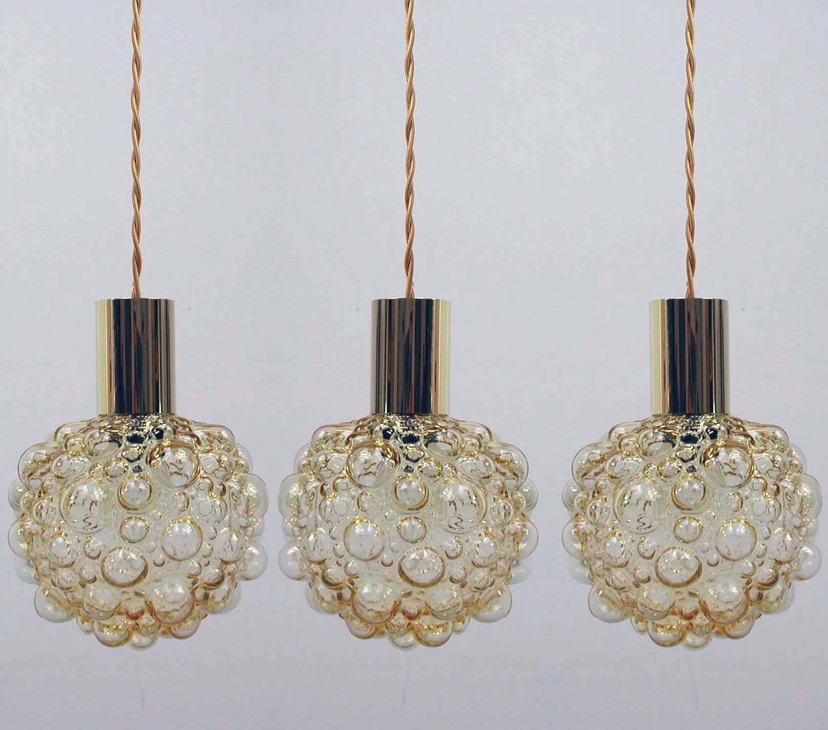 Midcentury Amber Bubble Pendant by Helena Tynell for Limburg, 1960s (Moderne der Mitte des Jahrhunderts)