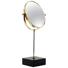 Midcentury Italian Brass and Marble Table Mirror, 1950s