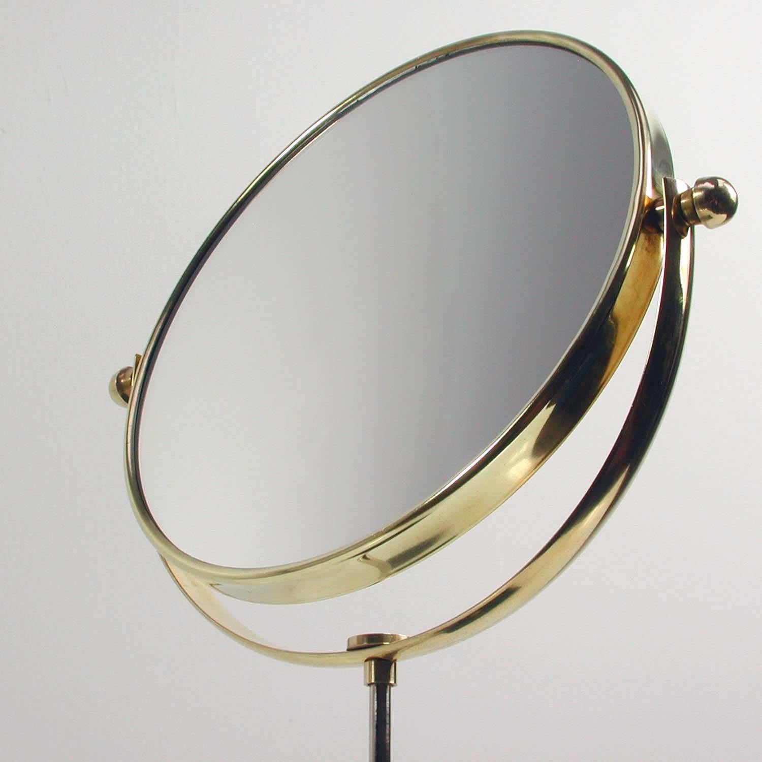 Mid-Century Modern Midcentury Italian Brass and Marble Table Mirror, 1950s