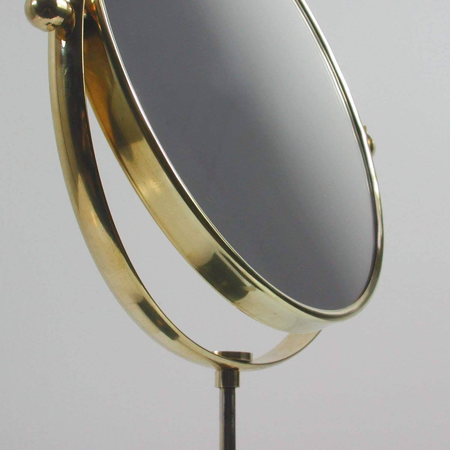 Midcentury Italian Brass and Marble Table Mirror, 1950s 1