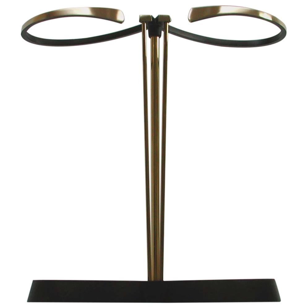 Austrian Black Lacquered and Brass Hagenauer Style Umbrella Stand, 1950s For Sale
