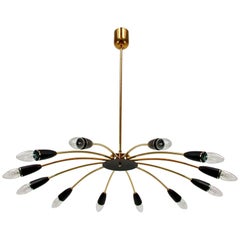 Italian Midcentury Twelve-Light Sputnik Chandelier in the Manner of Stilnovo