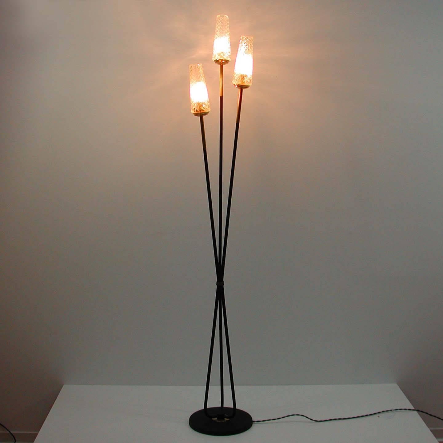 Lacquered French 1950s Midcentury Floor Lamp in the Manner of Maison Arlus