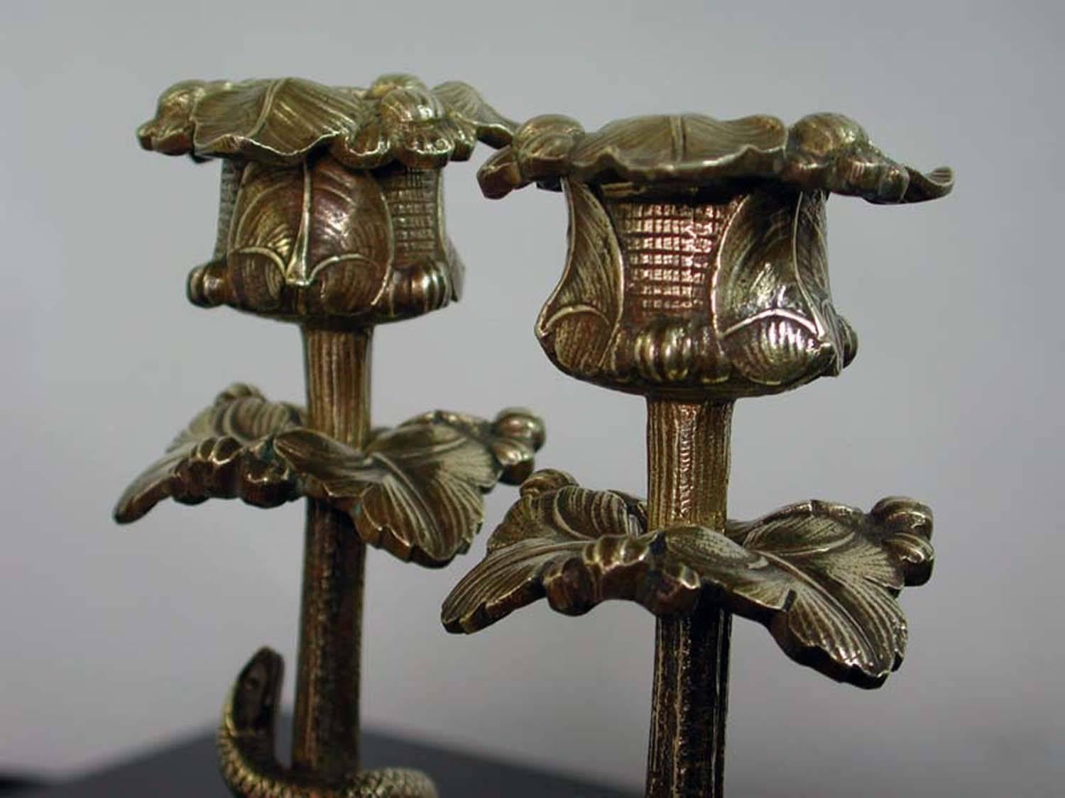 Late 19th Century German Serpent Bronze Candlesticks  5