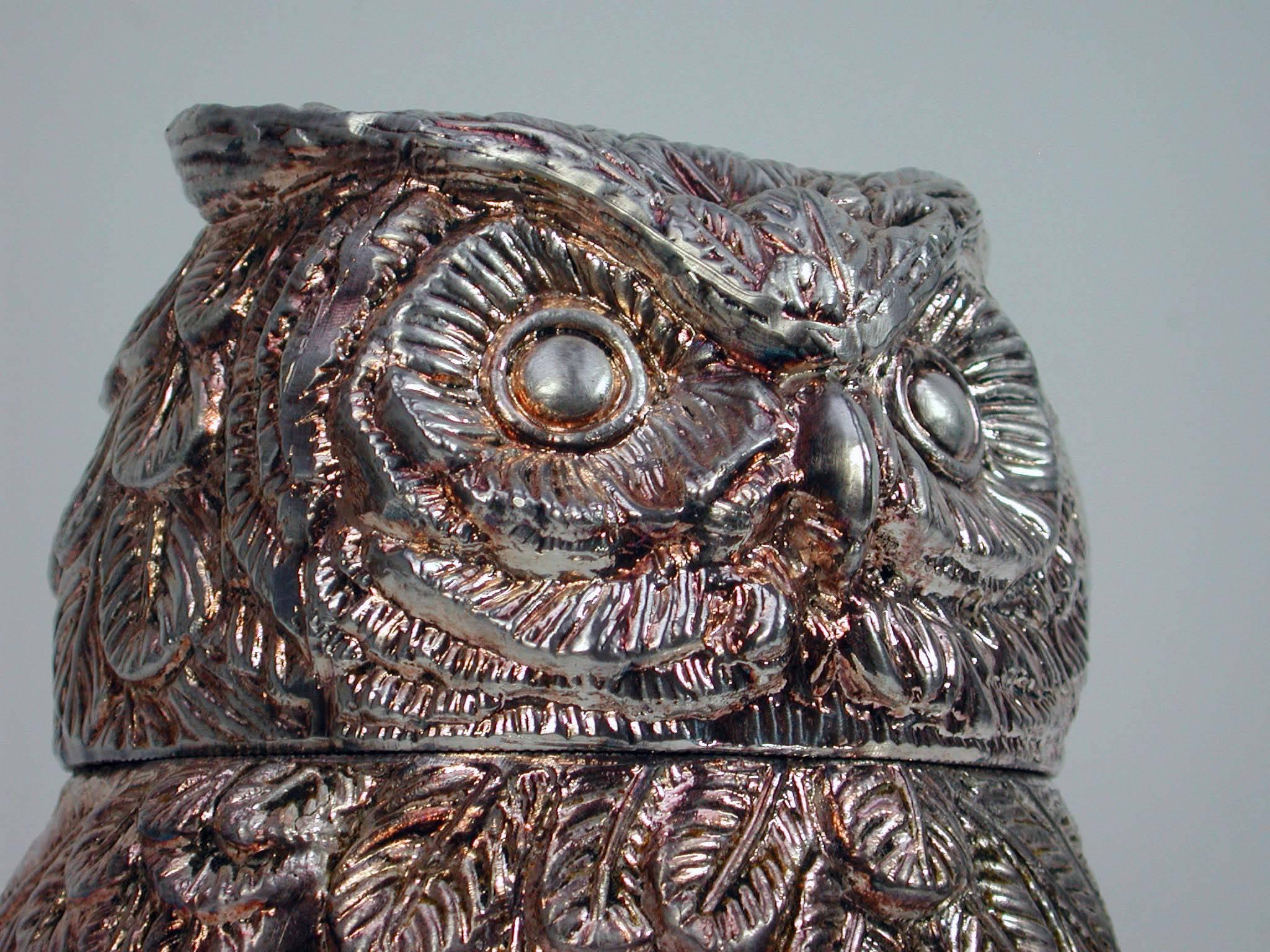 Italian Mauro Manetti Silver Plated Owl Ice Bucket, 1960s 4